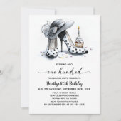 Invitation Polka Dot High Heel Shoes 100th Birthday (Devant)