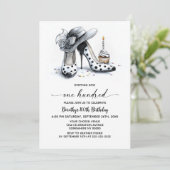 Invitation Polka Dot High Heel Shoes 100th Birthday (Debout devant)