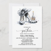 Invitation Polka Dot High Heel Shoes 16th Birthday (Devant)