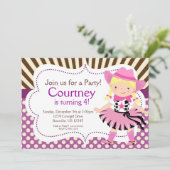 Invitation Polka Dot Little Cowgirl, fête d'anniversaire (Debout devant)
