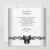 Invitation Polka Dot Noir Blanc fête d'anniversaire (Dos)