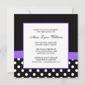 Invitation Polka Dot Purple Black Bow Heart Party (Dos)
