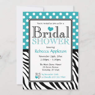 Invitation Polka Dot Turquoise & Zebra Fête des mariées d'imp