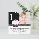 Invitation Polka Dot Zebra Cupcake Girls Photo 1er Anniversai (Debout devant)