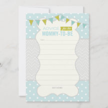 Polka Dota et Chevron Baby shower Advice Card