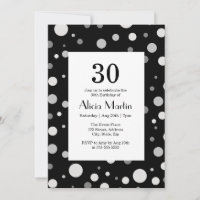 Polka gris argenté Platine Pointe Noir 30 Annivers