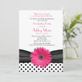 Invitation Polka Noir Blanc Point Rose Daisy Graduation (Debout devant)