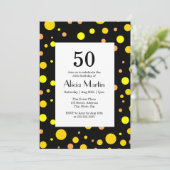 Invitation Polka or jaune orange Point noir 50e anniversaire (Debout devant)