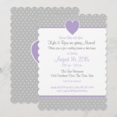 Invitation Polka point Sweet Heart Grey and Purple (Devant / Derrière)