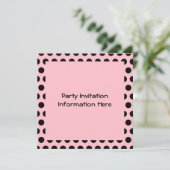 Invitation Polka rose et noir blanc (Debout devant)