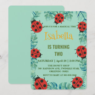 Invitation Polka rouge mignon point Ladybug Jungle Partir Ann