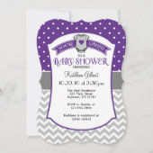Invitation Polka violet gris Pot Chevron Baby shower Invitati (Devant)