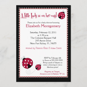 Invitation Polkadot Ladybug Baby shower 5x7