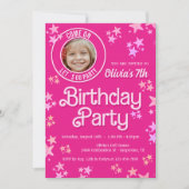 Invitation Poll rose Photo Anniversaire (Devant)