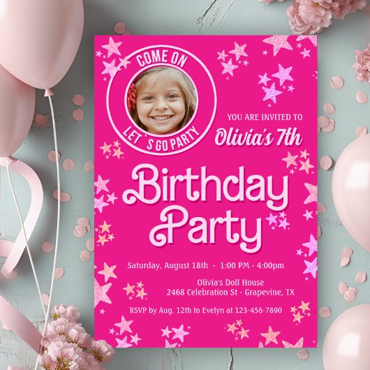 Invitation Poll rose Photo Anniversaire