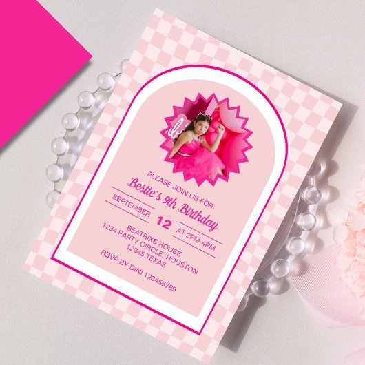Invitation Poll rose Retro Laissons Aller Fête Anniversaire P
