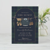 Invitation Polo Baby Shower Invitation, Preppy Teddy Bear Bab (Debout devant)