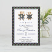 Invitation Polo Gender Reveal Tartan Plaid (Debout devant)