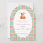 Invitation Polo Teddy Bear Baby shower rose (Devant)