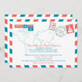 Invitation POLOGNE Mariage civil et postal aérien (Devant / Derrière)