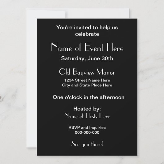 Invitation - Polyvalent - Blanc Noir (Dos)