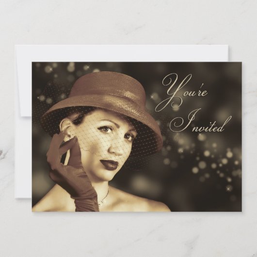 Invitation polyvalente classique - Vintage dame (Devant)