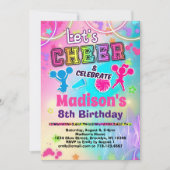 Invitation Pom-pom girl Arc-en-ciel fête d'anniversaire (Devant)