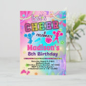 Invitation Pom-pom girl Arc-en-ciel fête d'anniversaire (Debout devant)