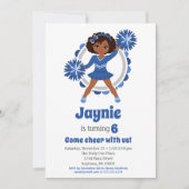 Invitation Pom-pom girl Bleu - Anniversaire afro-américain (Devant)