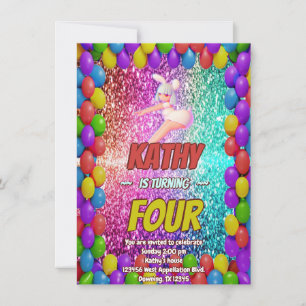 Invitation Pom-pom girl Bunny Pompom Fun anniversaire invitat