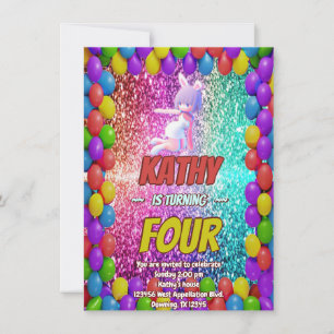 Invitation Pom-pom girl Bunny Pompom Fun anniversaire invitat
