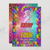 Invitation Pom-pom girl Bunny Pompom Fun anniversaire invitat (Devant / Derrière)