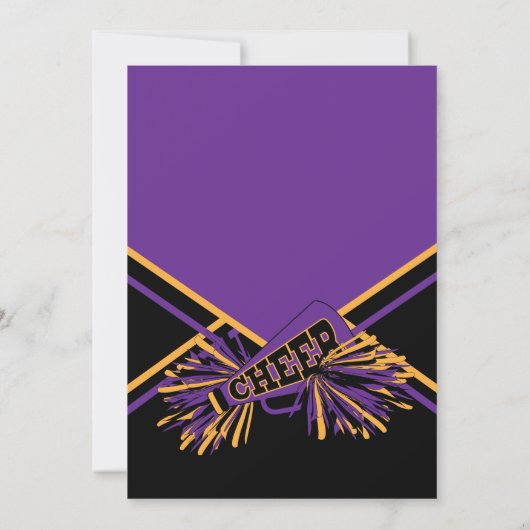 Invitation Pom-pom girl fête d'anniversaire en violet et or (Dos)