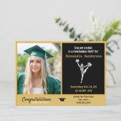 Invitation Pom-pom girl graduation Noir et or (Debout devant)