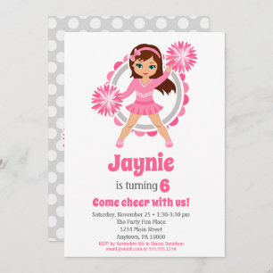Invitation Pom-pom girl rose - Brunette Girls Cheer Anniversa