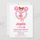 Invitation Pom-pom girl rose - Filles rousses Cheer Anniversa (Devant)