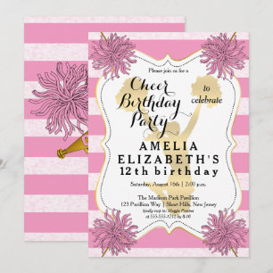 Invitation Pom-pom girl rose Gold Girl Birthday Party