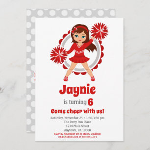 Invitation Pom-pom girl Rouge - Brunette Girls Cheer Annivers