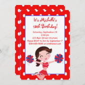 Invitation Pom-pom girl rouges de Brunette Navy (Devant / Derrière)