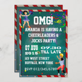 Invitation Pom-Pom Girls et Athlètes Tableau Noir (Devant / Derrière)