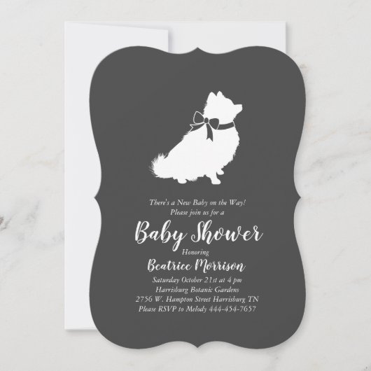 Invitation Poméranie Chien Baby Douche Genre Neutre (Devant)
