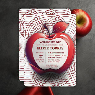 Invitation Pomme 3D de notre oeil Baby shower géométrique