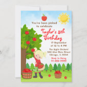 Invitation Pomme cueillette Anniversaire Blonde cheveux Invit (Devant)