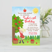 Invitation Pomme cueillette Anniversaire Blonde cheveux Invit (Debout devant)