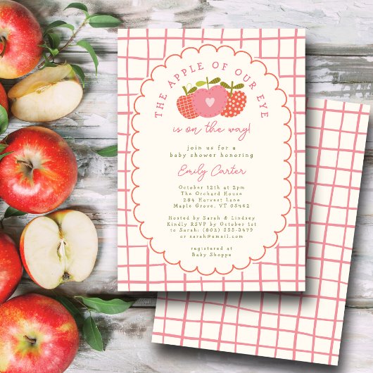 Invitation Pomme d'automne de nos yeux Whimssical mignon rose