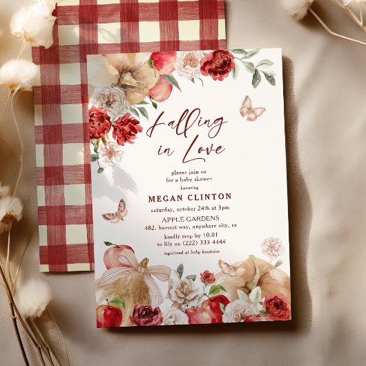 Invitation Pomme d'automne et Baby shower floral Citrouille