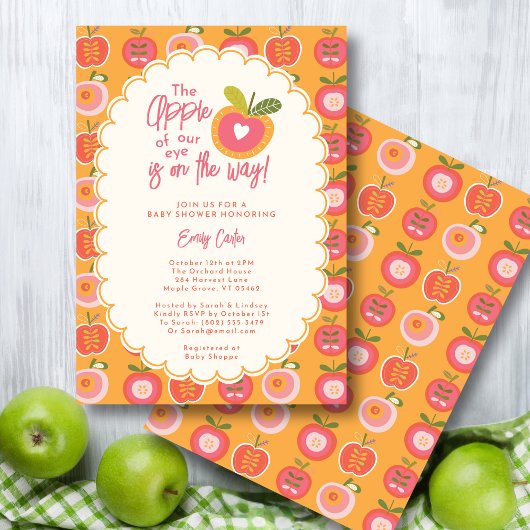 Invitation Pomme de chute Whimsical de nos yeux rose moderne