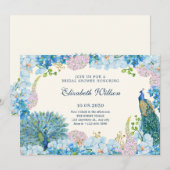 Invitation Pomme de douche nuptiale à fleurs bleues (Devant / Derrière)