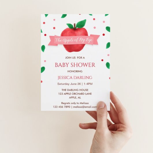 Invitation Pomme de ma chute d'oeil | Baby shower d'été