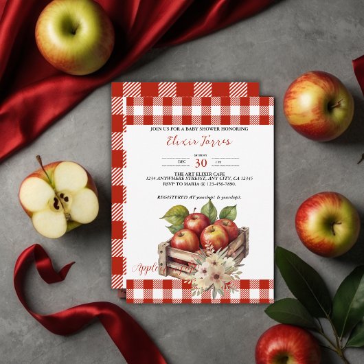 Invitation Pomme de mon oeil Baby shower Red Orchard